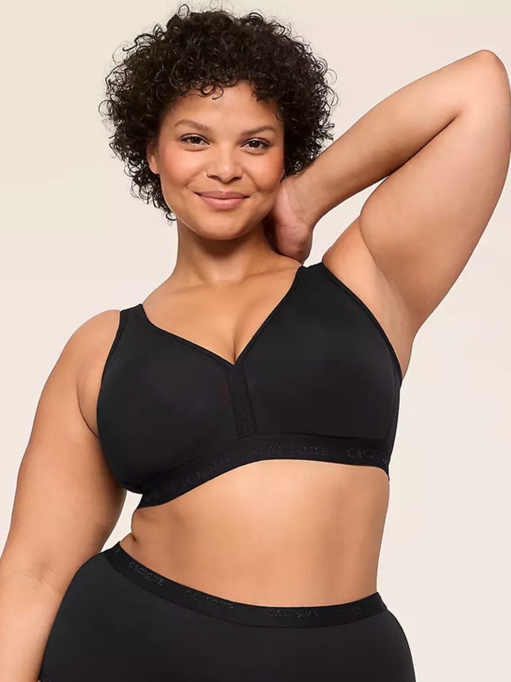 Black Cacique Lightly Lined Cotton Bra No Wire